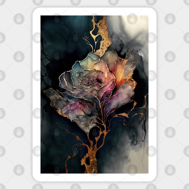 Dried Rose - Abstract Alcohol Ink Resin Art Sticker by inkvestor